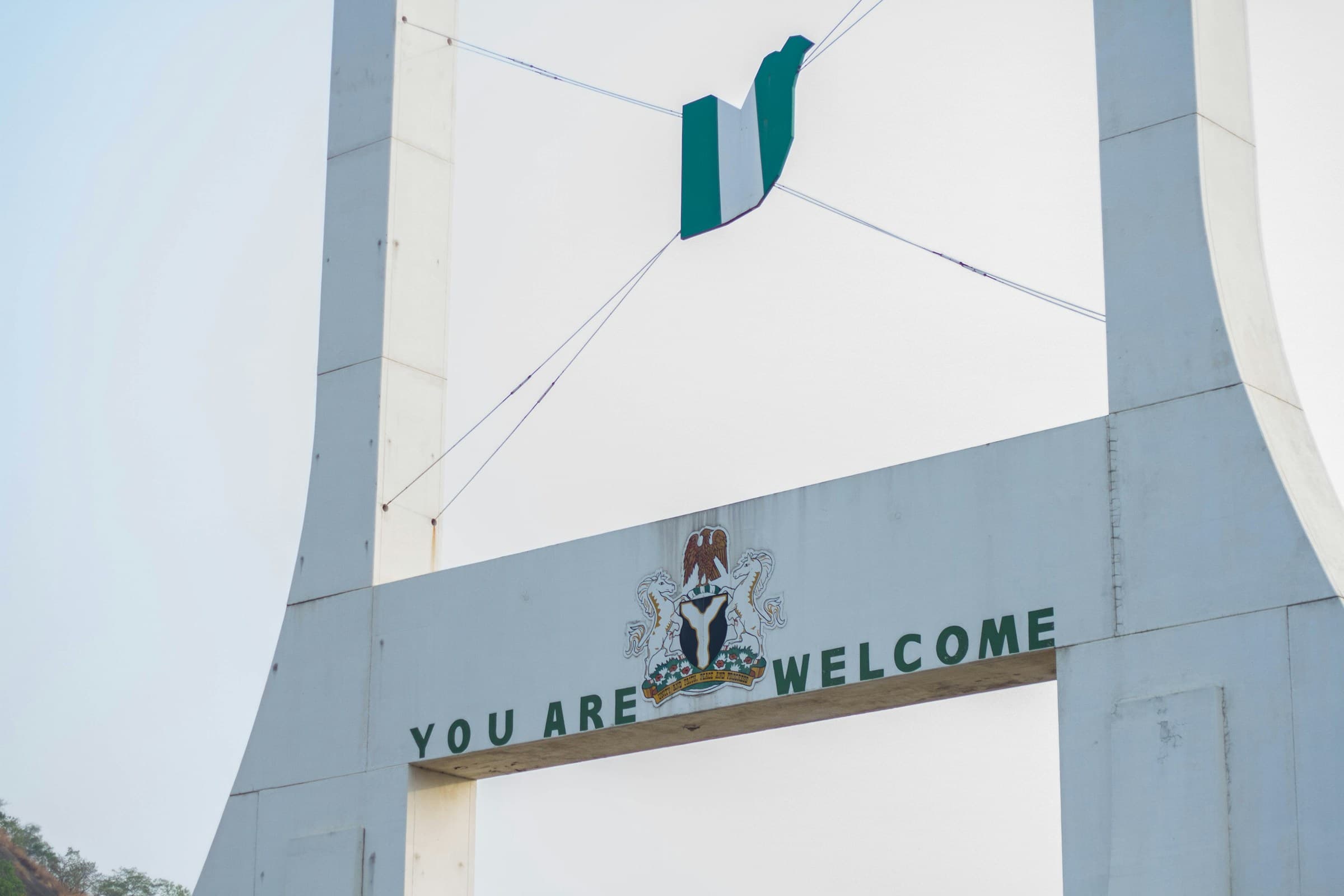 White architectural arc in Abuja, Nigeria