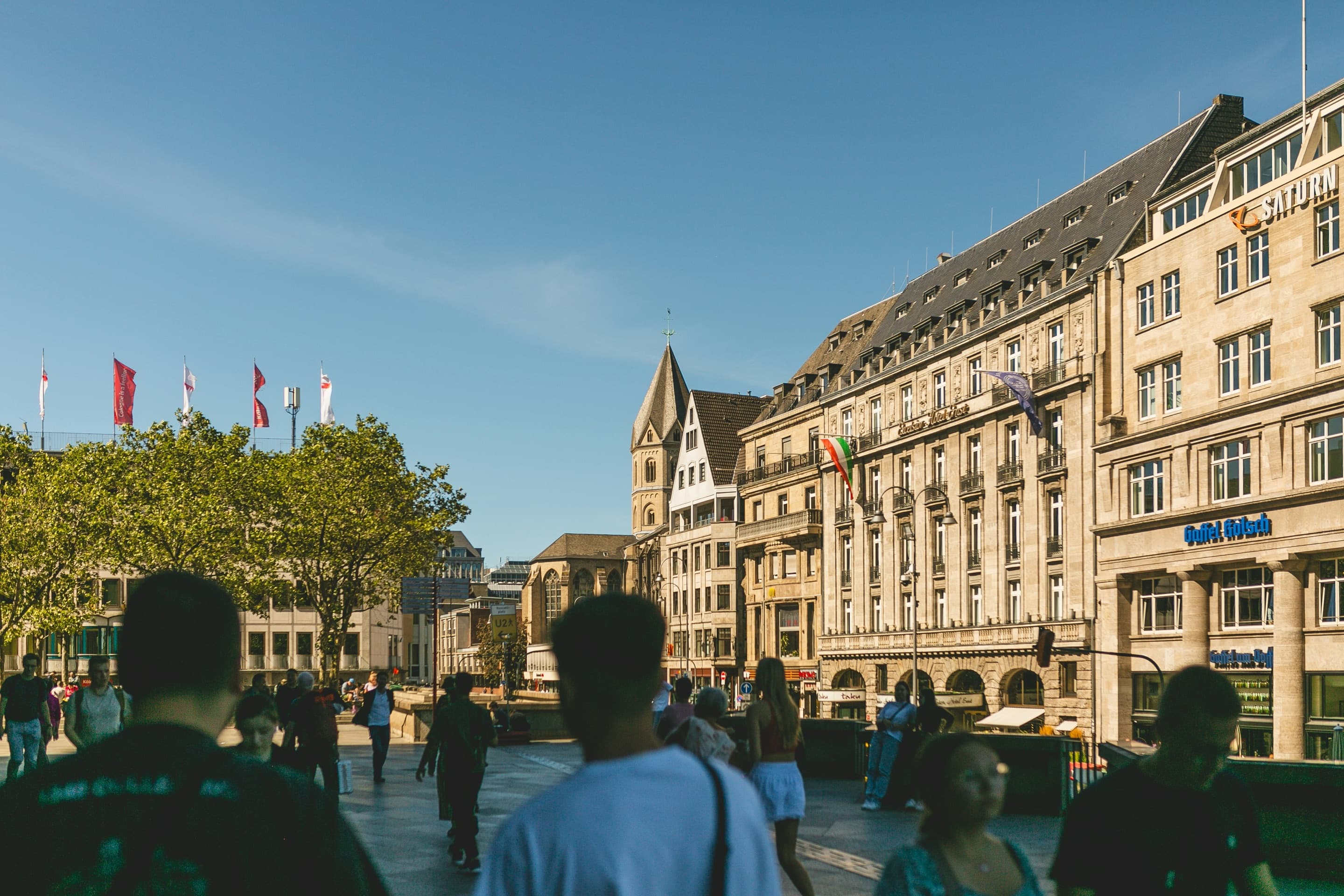 Students in a university city square